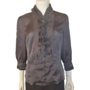 Ladis Victorian Ruffle Blouse Medium || Silky Polyester